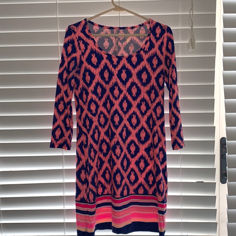 Lilly Pulitzer Blue & Pink Beacon Dress - Small